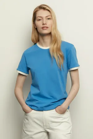 Футболка Finn Flare с контрастной окантовкой, 180 blue aster, арт. BAS-100188