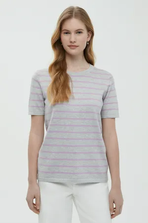 Джемпер Finn Flare в полоску с коротким рукавом, 212 mc silver, арт. FBF11102