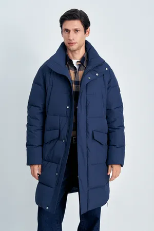 Мужское однобортное пальто FINN FLARE с капюшоном, синий, арт. FAE210115