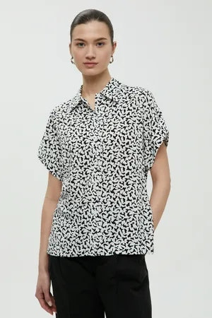 Блузка FINN FLARE с коротким рукавом свободного силуэта, 201 mc white, арт. BAS-100183