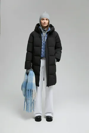 Длинный пуховик FINN FLARE с капюшоном, 200 black, арт. FWF11084