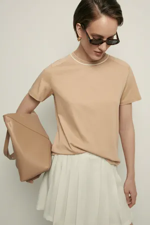 Футболка Finn Flare из мерсеризованного хлопка, бежевый, арт. FSF110106