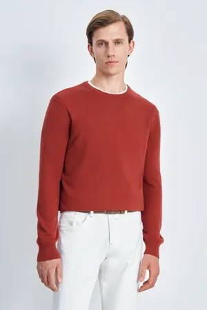 Джемпер FINN FLARE из хлопка и шерсти с округлым вырезом, 309 crimson, арт. BAS-20132