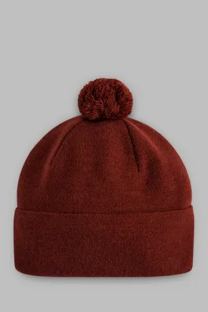 Шапка FINN FLARE вязаная с помпоном, 309 crimson, арт. FAE21160