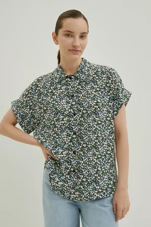Блузка FINN FLARE с коротким рукавом и цветочным принтом, 200 mc p1 black, арт. BAS-10041