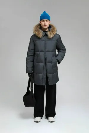 Мужская стеганая куртка FINN FLARE с капюшоном, 202 graphite, арт. FWF21035