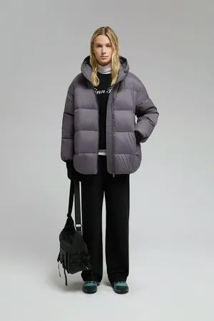 Удлиненный пуховик Finn Flare с капюшоном, 809 sparrow, арт. FWE11036