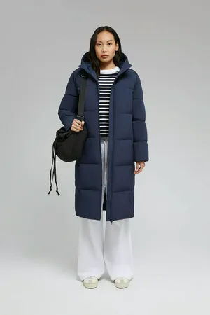 Пальто Finn Flare утепленное с капюшоном, синий, арт. FAF11011