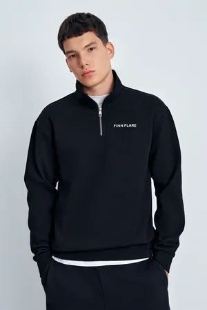 Толстовка FINN FLARE с воротником-стойкой на молнии, 200 black, арт. FAE210108