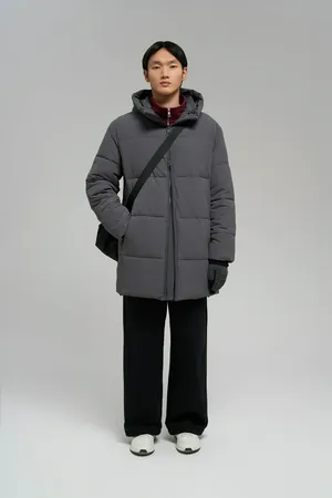 Утепленное стеганое полупальто FINN FLARE с капюшоном, 202 graphite, арт. FWE21011