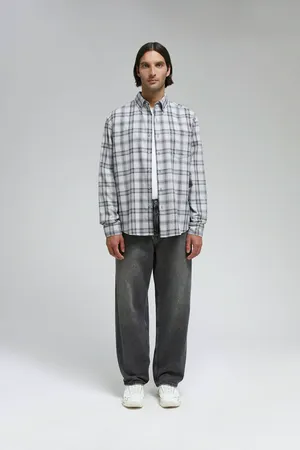 Рубашка FINN FLARE в клетку, серый, арт. FAF21041