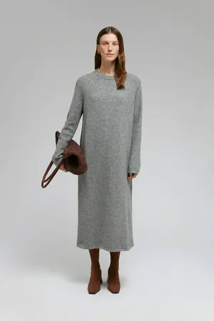 Вязаное платье Finn Flare полуприлегающего силуэта, серый, арт. FAF11168