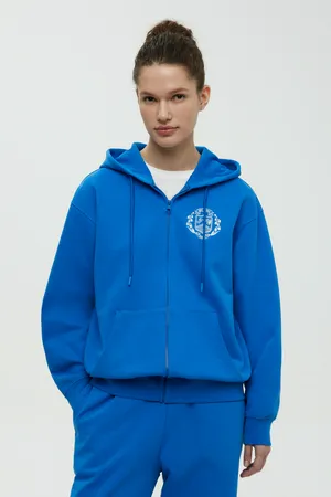 Худи FINN FLARE из хлопка на молнии, синий, арт. FBF110112