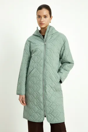 Полупальто Finn Flare утепленное с капюшоном, зеленый, арт. FAD11091