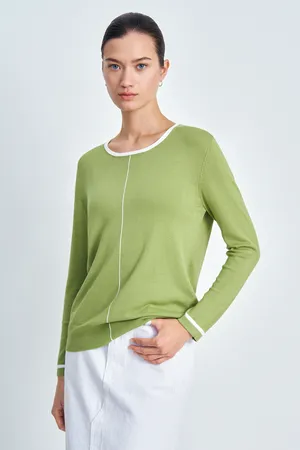 Джемпер FINN FLARE с контрастной отделкой, зеленый, арт. FBC11111