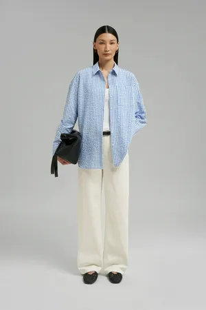 Рубашка FINN FLARE объемного кроя в клетку, 119 mc polar blue, арт. FBG110144