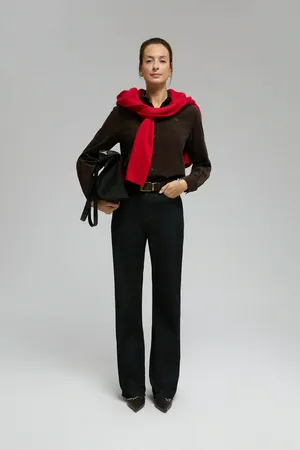 Джинсы FINN FLARE расклешенные с высокой посадкой, 198 black blue denim, арт. FBF15012