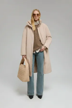 Пуховое пальто FINN FLARE с поясом и капюшоном, 709 cornstalk, арт. FWE11003