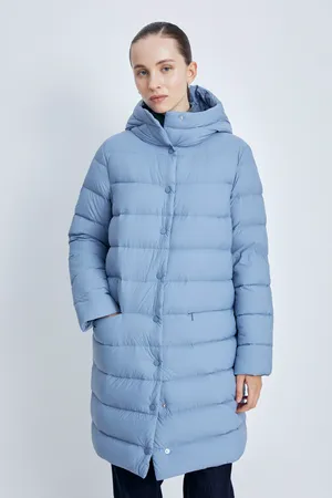 Пуховое пальто Finn Flare с капюшоном, 124 cyan, арт. FAE11015