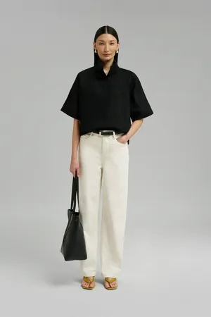 Льняная блузка Finn Flare FSG110156, черный, арт. FSG110156