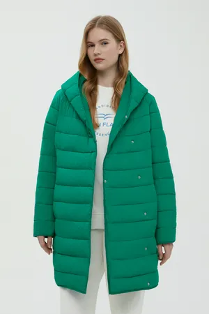 Утепленное полупальто FINN FLARE с капюшоном, 500 green, арт. FBF11061