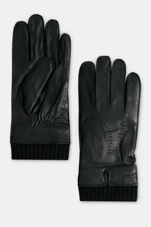 Кожаные перчатки Finn Flare, черный, арт. FAE21316