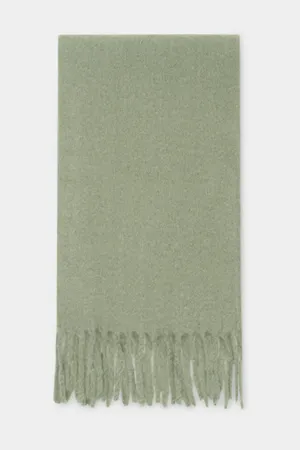 Шарф с шерстью и бахромой Finn Flare, зеленый, арт. FAD111103