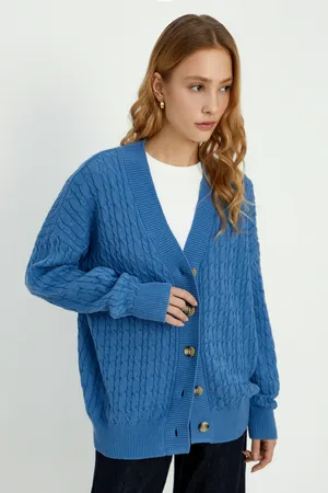 Кардиган FINN FLARE с рельефным узором, 110 delta blue, арт. FBD11114