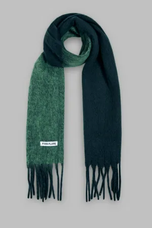Шарф Finn Flare двухцветный с бахромой, 566 mc malachite, арт. FAE11408
