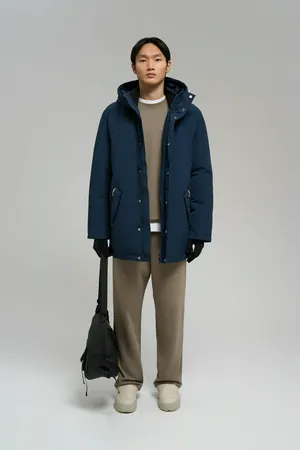 Однобортное пальто с капюшоном Finn Flare, 101 cosmic blue, арт. FAE210114