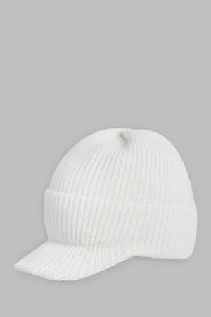 Вязаная шапка с козырьком Finn Flare, 201 white, арт. FAE111115