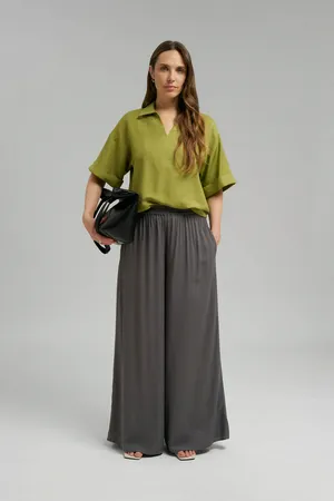 Брюки-палаццо Finn Flare с эластичным поясом, серый, арт. BAS-100201