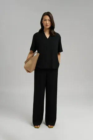 Свободная блузка Finn Flare с V-вырезом, черный, арт. FSG11069